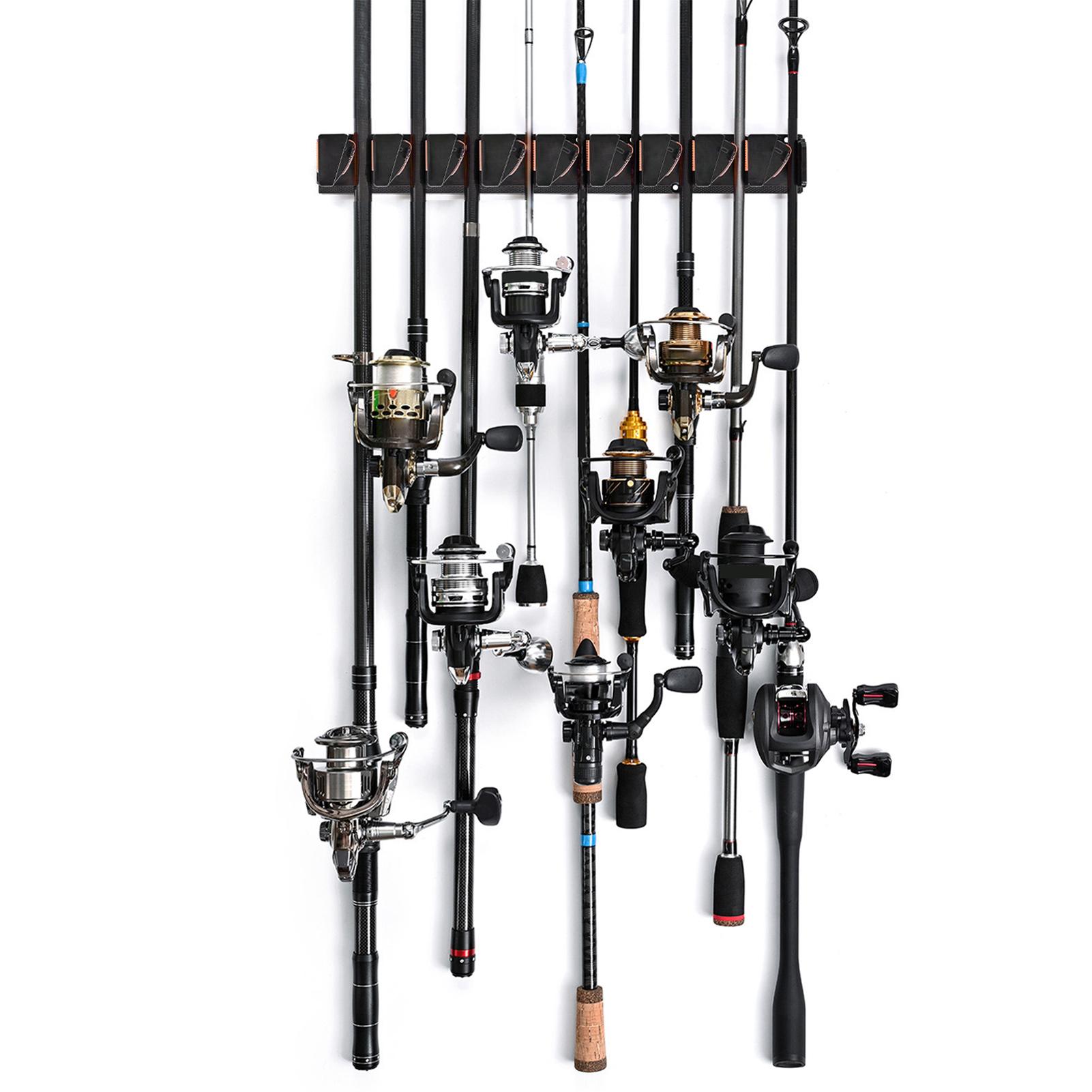 

Vertical Horizontal Fishing Rod Holder Wall Mounted Fishing Rod Rack Holds Up to 9 Fishing Rod Blue оранжевый