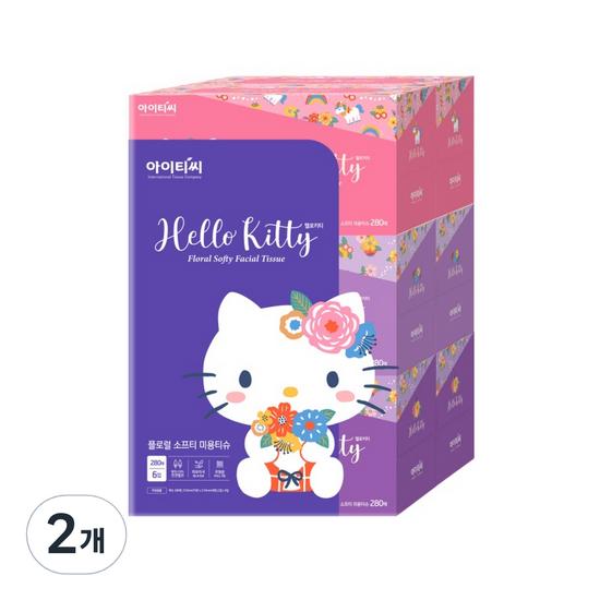 

Hello Kitty Салфетки Floral Softy Beauty Tissue 2-слойные 280 листов, 280 листов, 12 штук, популярный персонаж в Корее