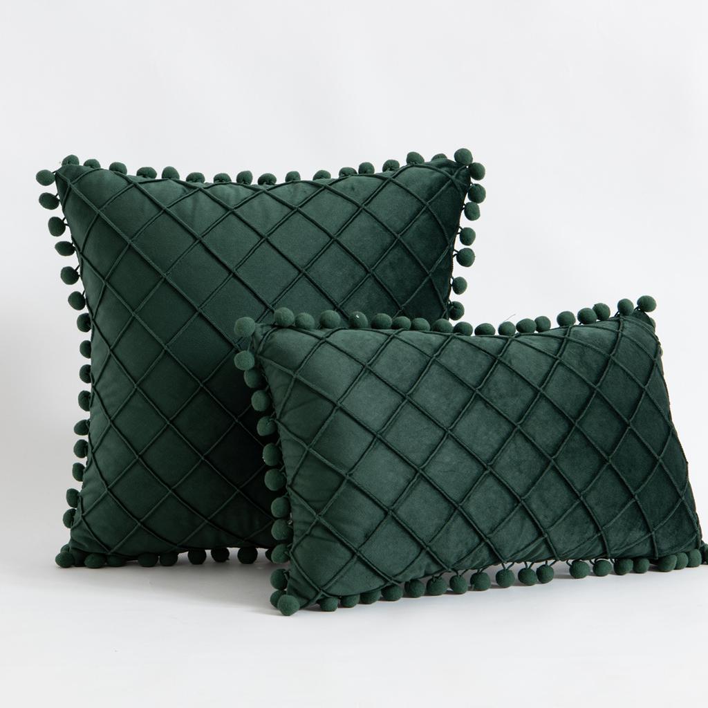 Cute Pom-poms Throw Pillow Covers 30x50cm 45x45cm Luxury Textured Square Cushion Case for Sofa Bedroom Pillowcase Christmas Gift