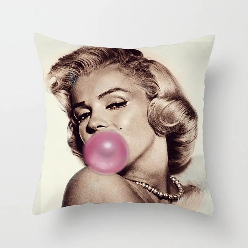 Marilyn Monroe Cushion Cover Decorative Polyester Sofa Throw Pillow Cover Retro Women Super Stars Pillowcase Home Decor 45X45CM