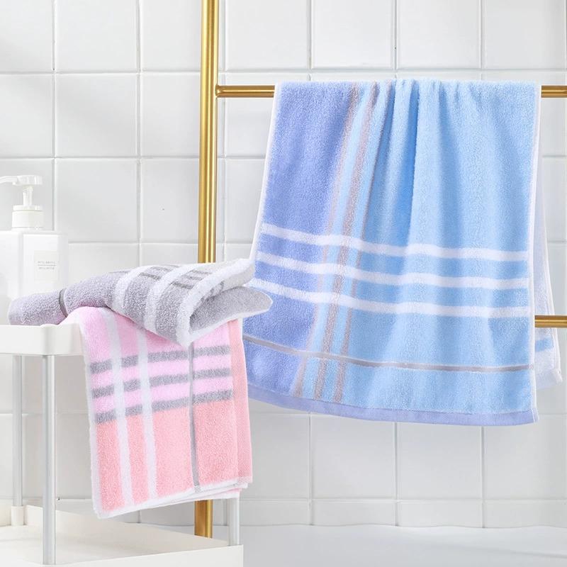Pure cotton towel, striped plaid, soft water absorption, household adult face towel, gift