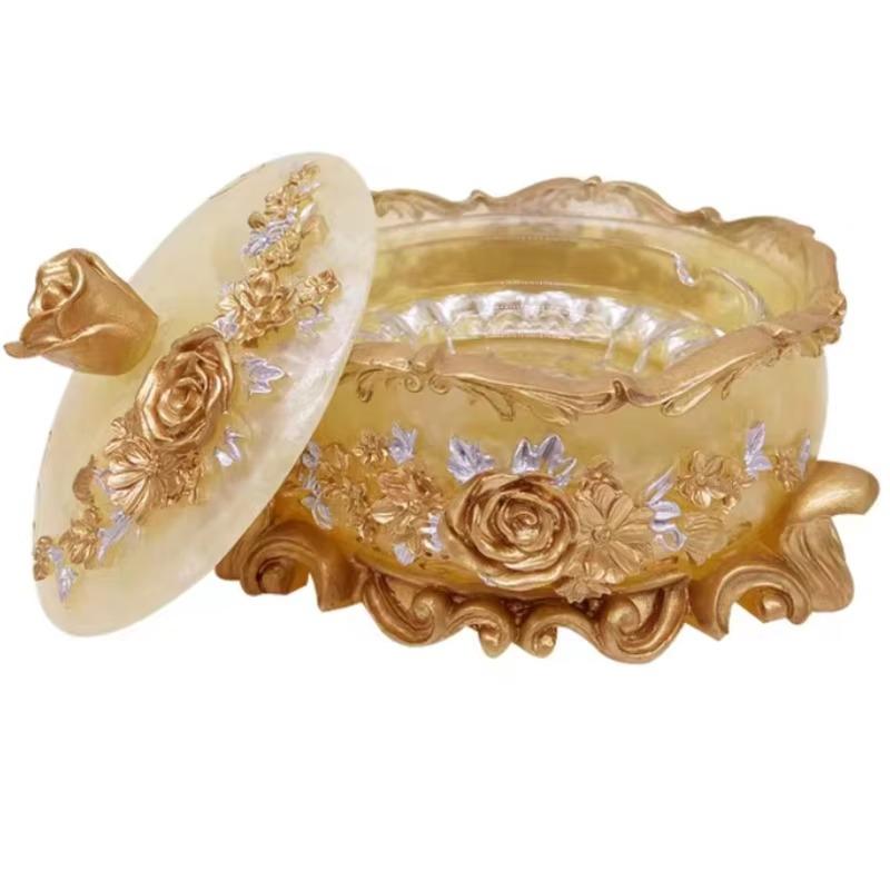 Elegant European Ceramic Ashtray Minimalist Vintage Home Decor, Stylish Creative Ashtray Living Room Durable Resin Design