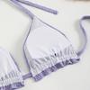 2025 Trendy Solid Color Sexy Halter Bikini Three-Piece Set