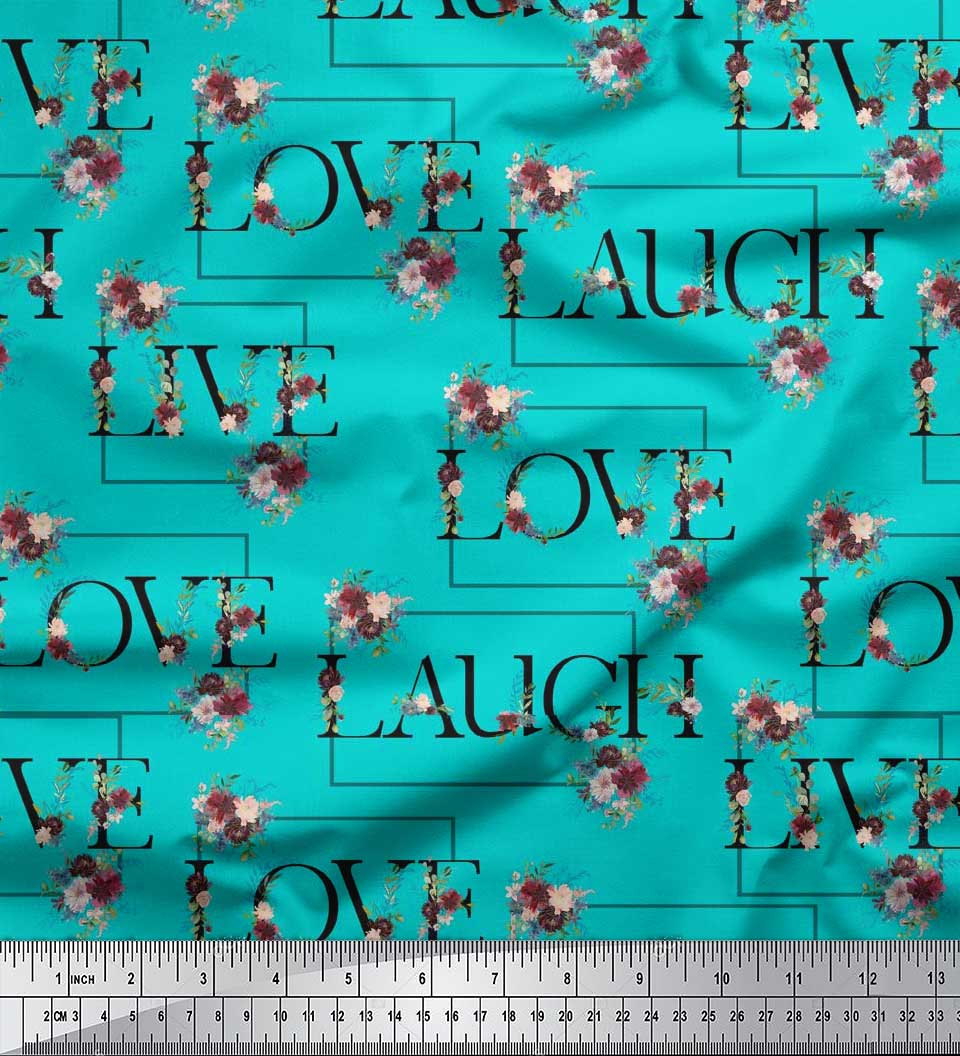 

Soimoi зеленая вискоза ткань с цветочным принтом Love Text Decor ткань с принтом BTY 56 дюймов 56 Inch Wide - Rayon зелёный