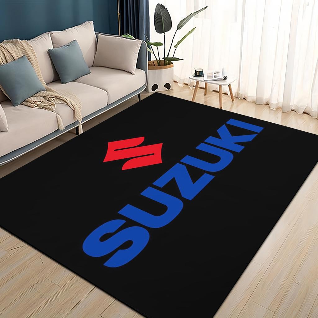 3D Racing Car S-SUZUKI Logo Motorcycle Carpet Rug for Living Room Bedroom Home Sofa Decoration,Kids play Non-slip Floor Mat