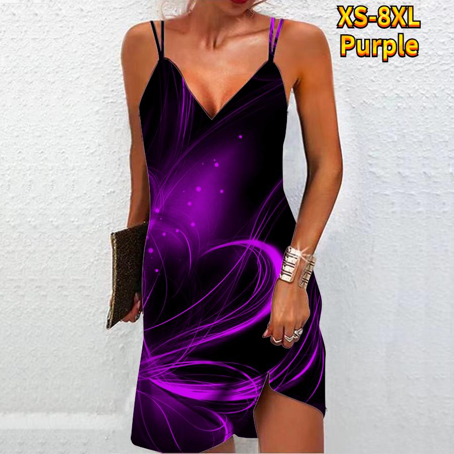 Damenmode Sexy 3D Shining Love Print Trägerloses Kleid Loses Leibchenkleid mit V-Ausschnitt