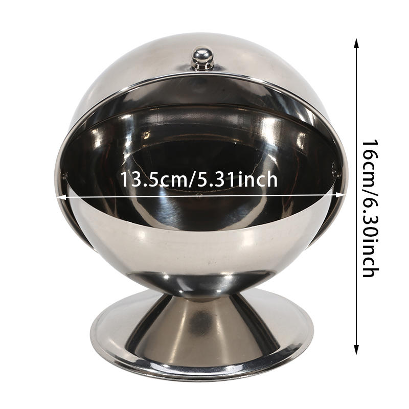 Серебряная сферическая сахарница из нержавеющей стали, емкость для специй с крышкой, банка для хранения соли, перца, приправ, кухонный органайзер, аксессуар 13.5cm серебряный