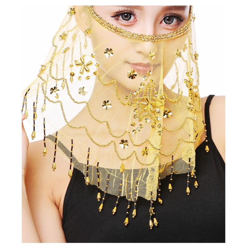 Y indian dance performance veil, dance props, belly dance accessories, plum blossom veil one-size-with-lace-up) adjustable жёлтый