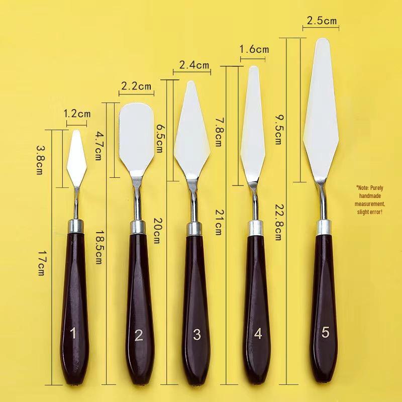Oil Painting Palette Knife Set, 5-Piece Stainless Steel Scraper for Gouache and Pigment.