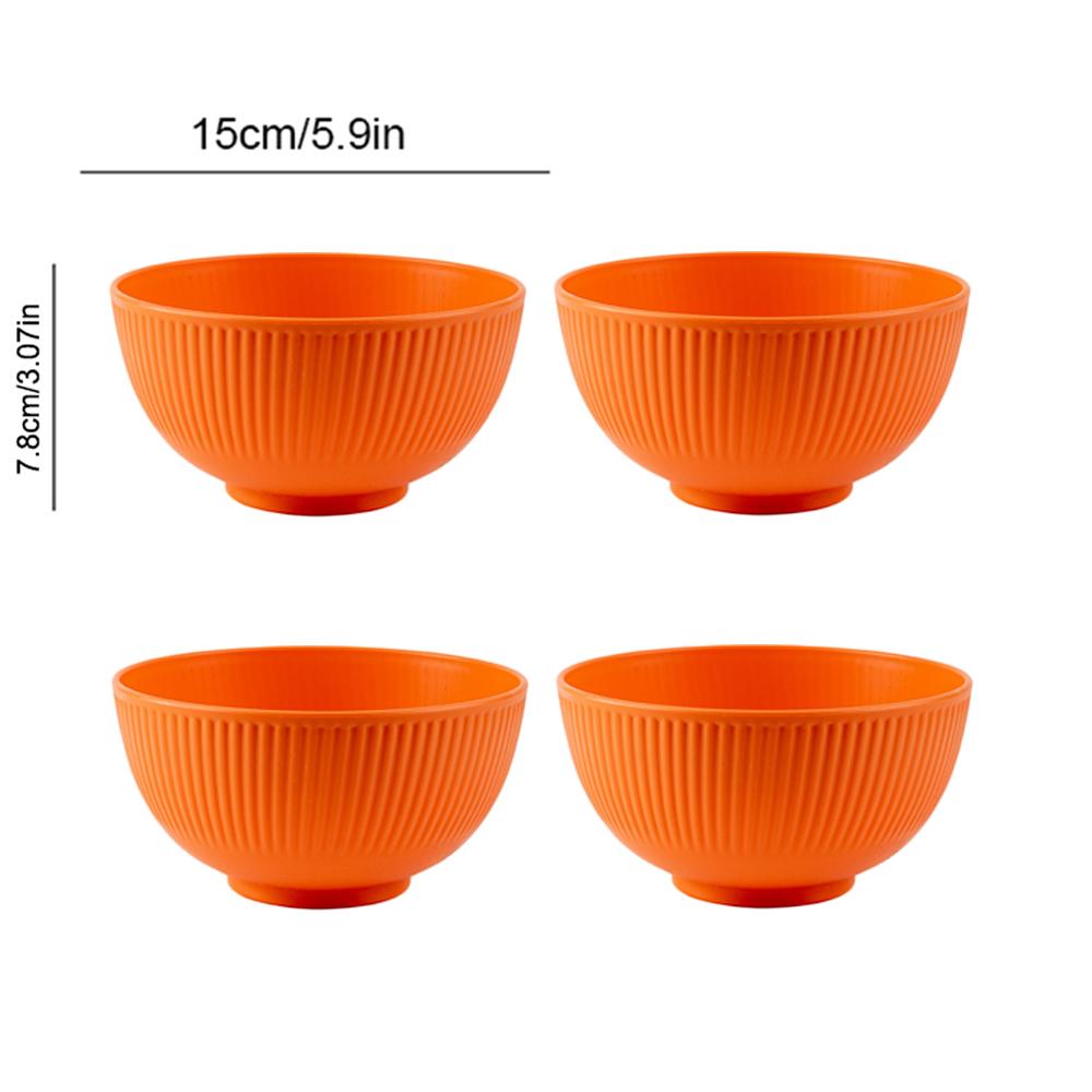 4Pcs Nordic Colored Wheat Straw Bowls Circular Shatter Resistant Plastic Tableware Bowls for Household Use