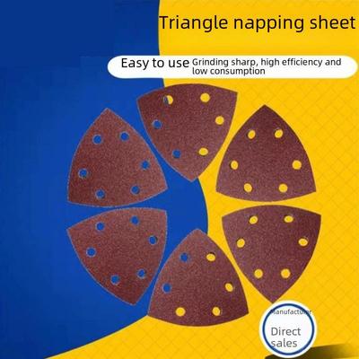 Dreieckiges selbstklebendes Schleifpapier mit 6 Löchern, rote Beflockung, 90x90x90mm