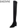 Fashion Winter Woman Over the Knee High Boots Fashion Slip On Sock Long Boots Shoes Ladies Elegant Square Heel Women's Footwear