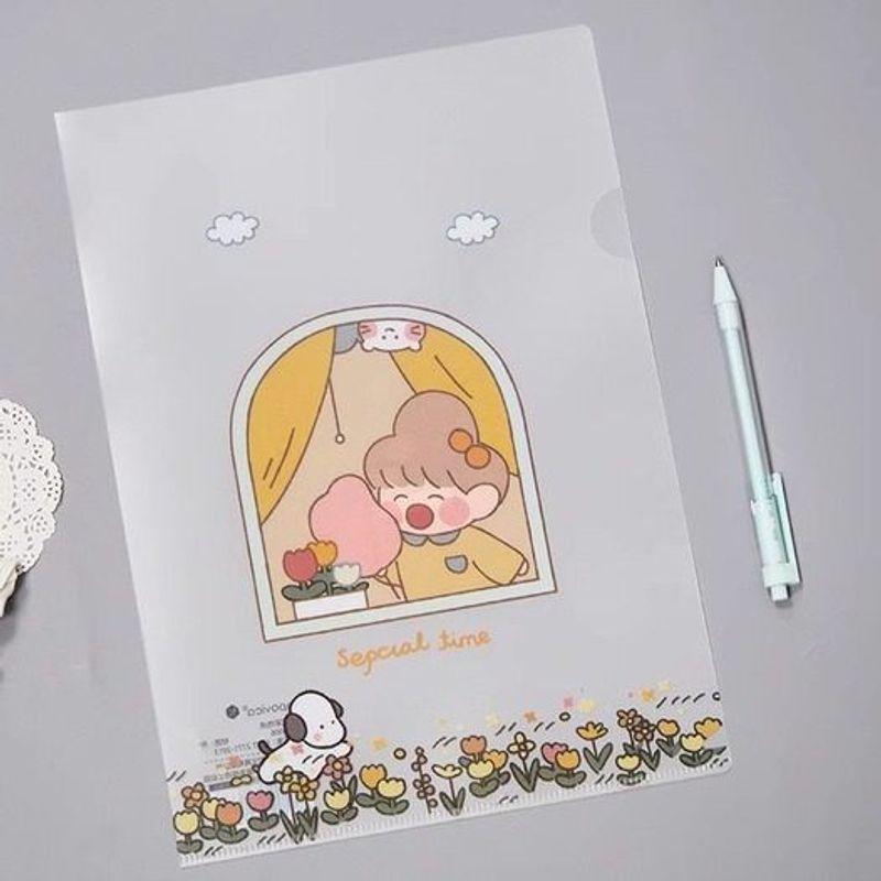 

Cute 4 Material Test Paper Folders Zhuo Xiaohua Colorful Clips 3 Pack-Window