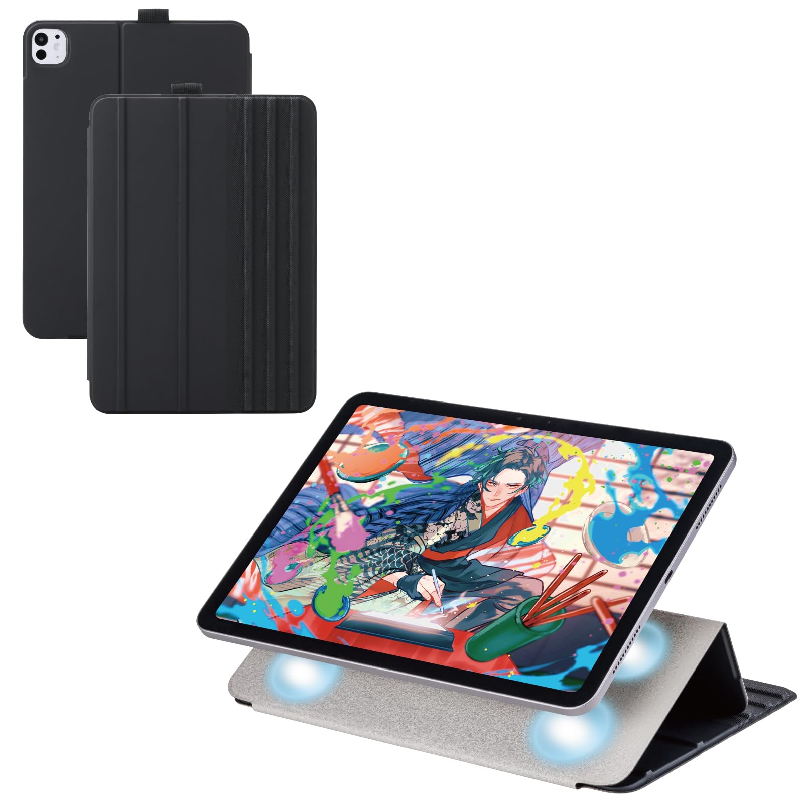 

ELECOM iPad Pro Flap Soft 8 Angle Sleep 11-inch (M4) Case, Case, Leather, Drawing, Settings, Mode, Black, TB-A25PMWVDBK