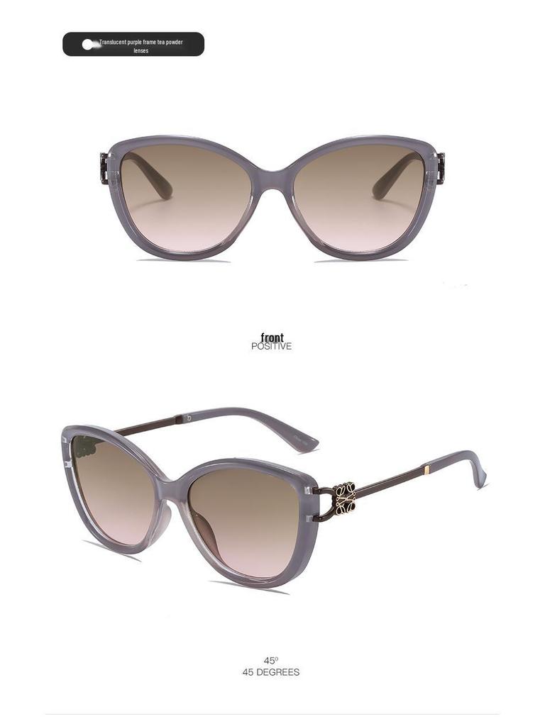 Women's Retro Cat Eye UV Protection Sunglasses with Metal Temple Hollow-out Design