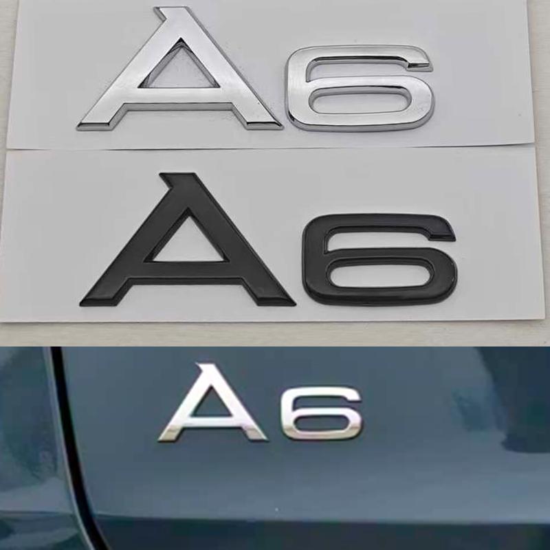 3D ABS Chrome Black Car Letters A4 A6 Logo Rear Trunk Badge Sticker Decals For Audi A4 A6 Auto Tail Marking Accessories