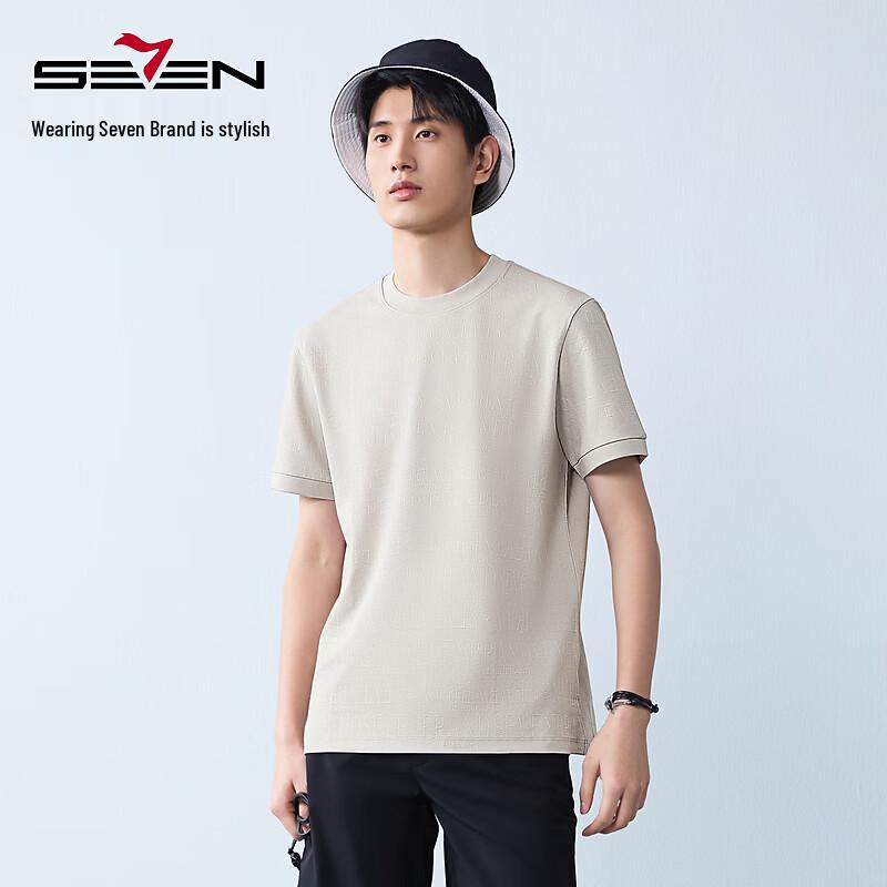 SEVEN Men s Jacquard Round Neck Short Sleeve T-Shirt S 5080₽