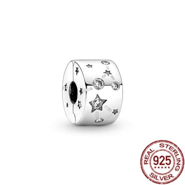 Bande de cœurs et pavé d'étoiles de mer, breloque à Clip en argent Sterling 925, perle adaptée au Bracelet de mode Original, bijoux fins, cadeau à faire soi-même
