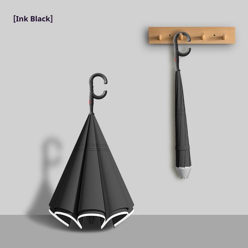 Large-Size C-Type Vehicle Mounted Automatic Umbrella Wind Resistant Double-Layer Color Matching Reverse Long Handle for Rainstor
