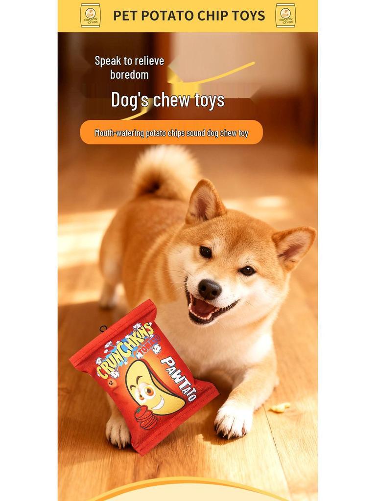 Interactive Crinkle Chip Dog Toy - Durable, Teething & Boredom Relief for Small/Medium Dogs