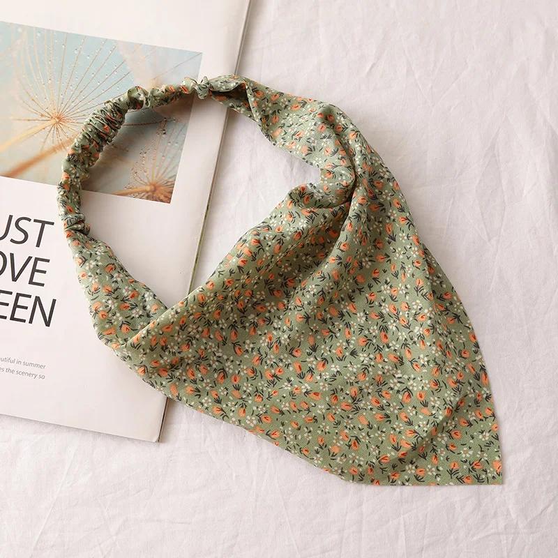 Bohemia Women Bandana Hair Scarf Summer Vintage Printted Chiffon Head Scarf Elastic Hair Bands Headwear Turban Femme