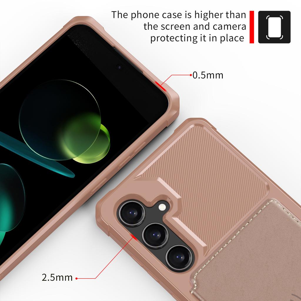 For Samsung Galaxy S24 FE Case with Card Holder PU Leather+TPU Phone Back Cover