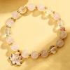 Xiaohongshu Lotus Pendant Pink & White Crystal Bracelet - Elegant Women's Accessory.