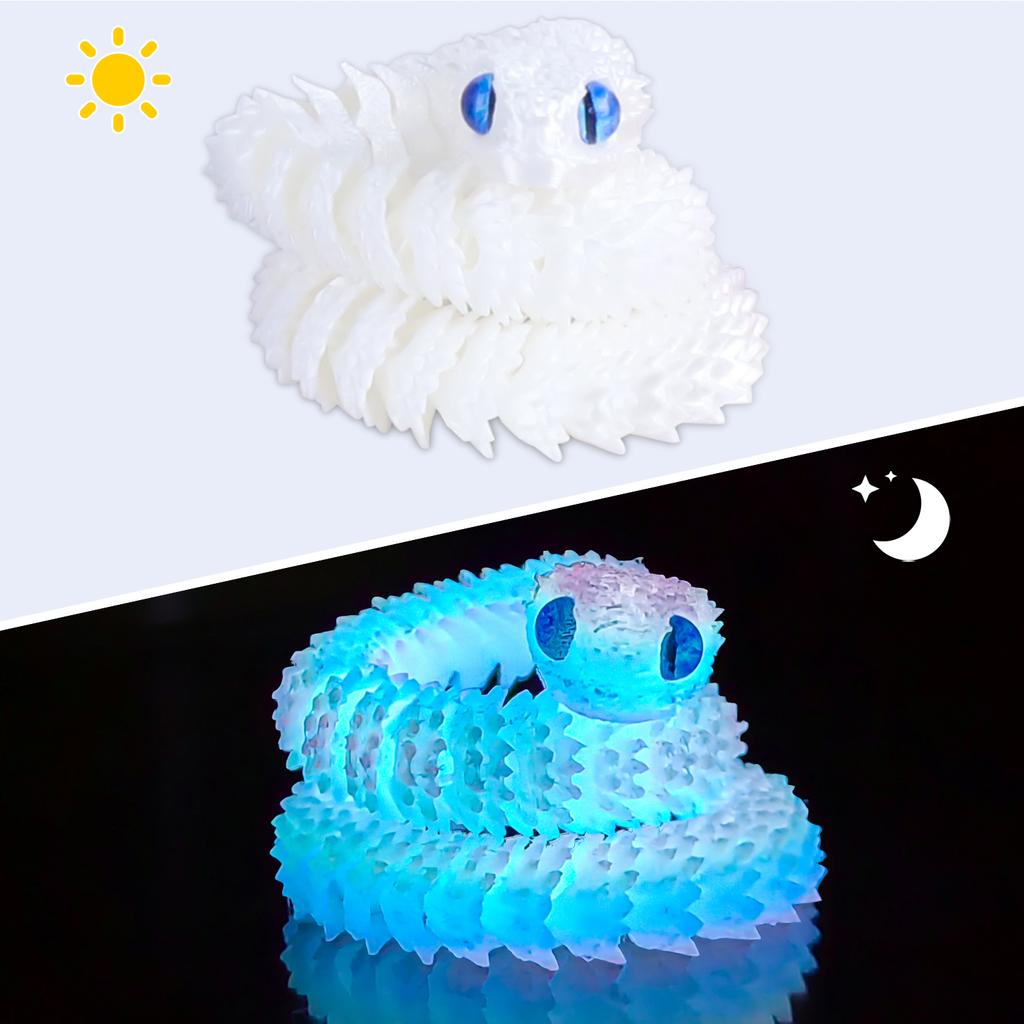 3D Printed Flexible Snake Toy 30Cm- Movable Joints, Adhd Fidget Desk Pet, Realistic Animal Figurine For Home Office Decor & Gift