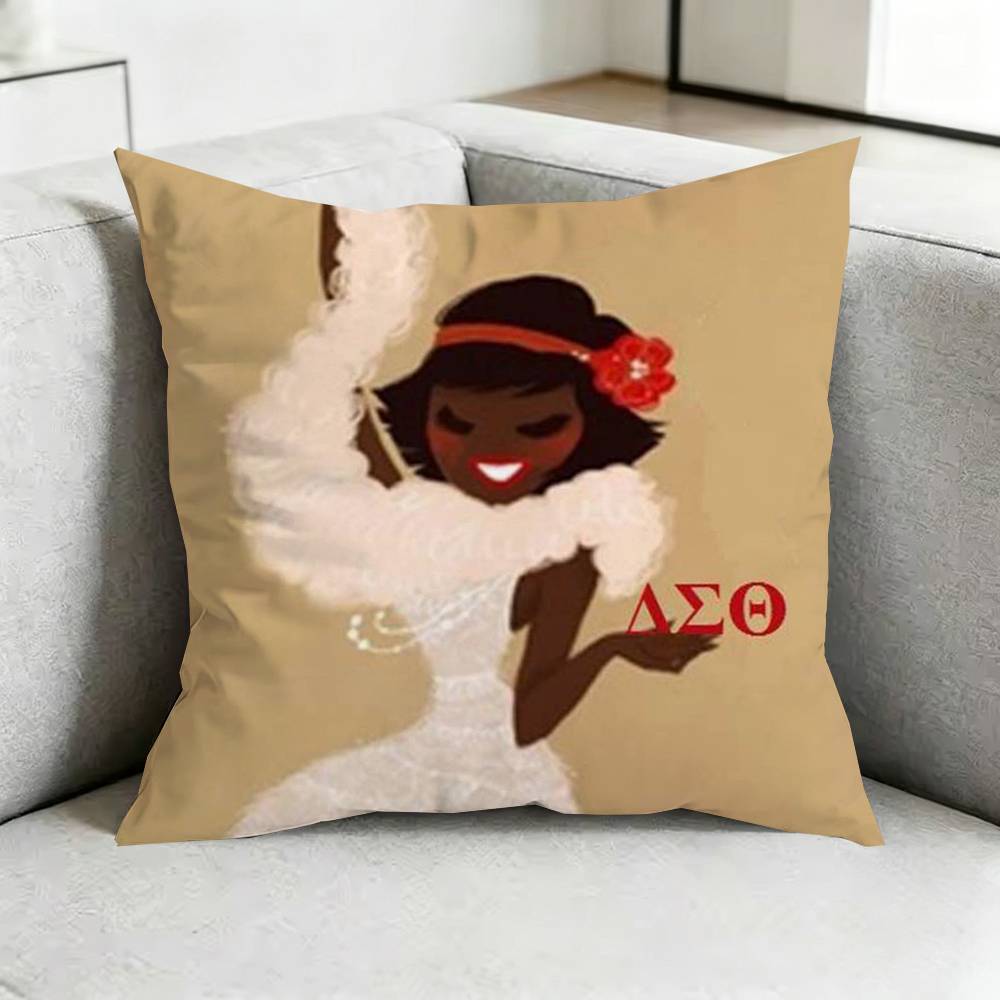 DDelta Sigma TTheta Pillow Case Square DoubleSided Sofa Cushion Cover Bedroom Bedside Pillow Gift
