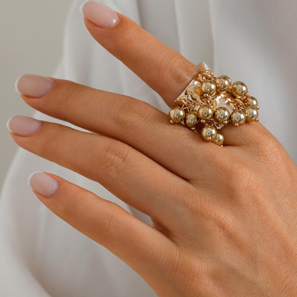 

Beads Ball Tassels Wide Ring Jewelry Gift Small Ball Ring Exaggerated Fashion Ring 03