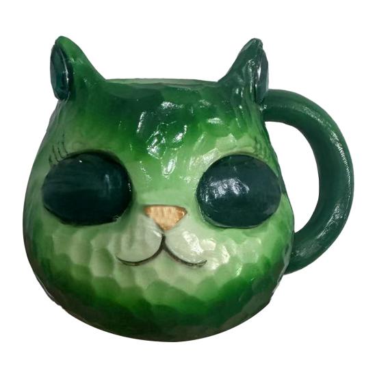100ml Cat Mug Ergonomic Handle Stain-Proof High-Density Resin Drinking Cup 3D Artistic Cat Details Tea Cup