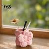 High-end Matte Texture Pen Holder 3D Printed Silk Flower Holder, Cute Puff Desk Floral Design Accessory Organizer, Makeup Brush Storage, Vase