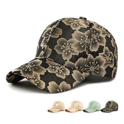 Autumn Ethnic Hat Women's Hard Top Baseball Cap Embroidered Jacquard Flower Cap