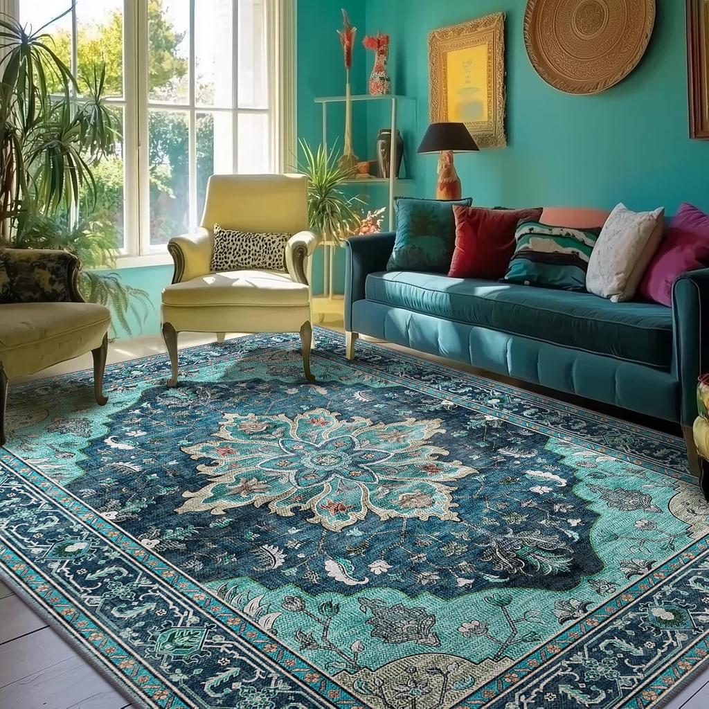 Turkish Ethnic Style Carpet Persian American Vintage Living Room Sofa Coffee Table Floor Cushion Bedroom Bedside Blanket