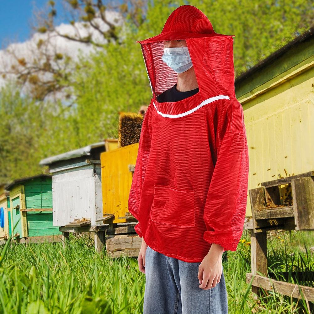 Beekeeping Tools Professional Beekeeping Protective Jacket Beekeeper Veil Suit SmockRed