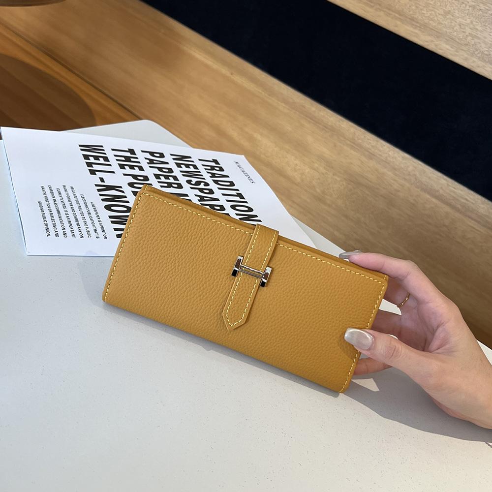 Long Genuine Leather Wallet First Layer Of Cowhide Women Wallets Clutch Bags Branded Style H Hasp Billfold High Capacity Phone Purse Without Logo