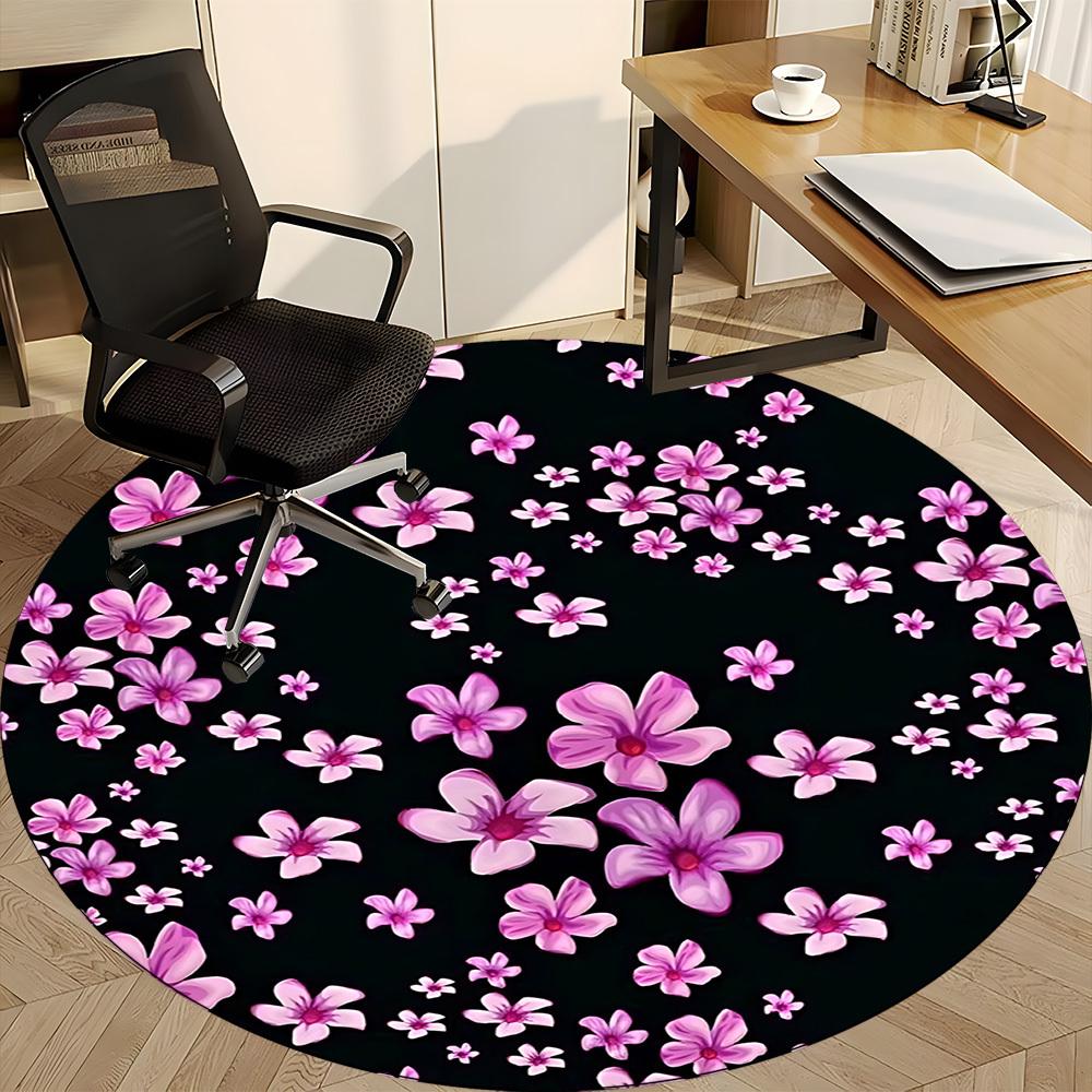 1pc Floral Pattern Office Round Rug, Carpet for Office, Gaming, Lightweight Round Floor Mat yy260208076