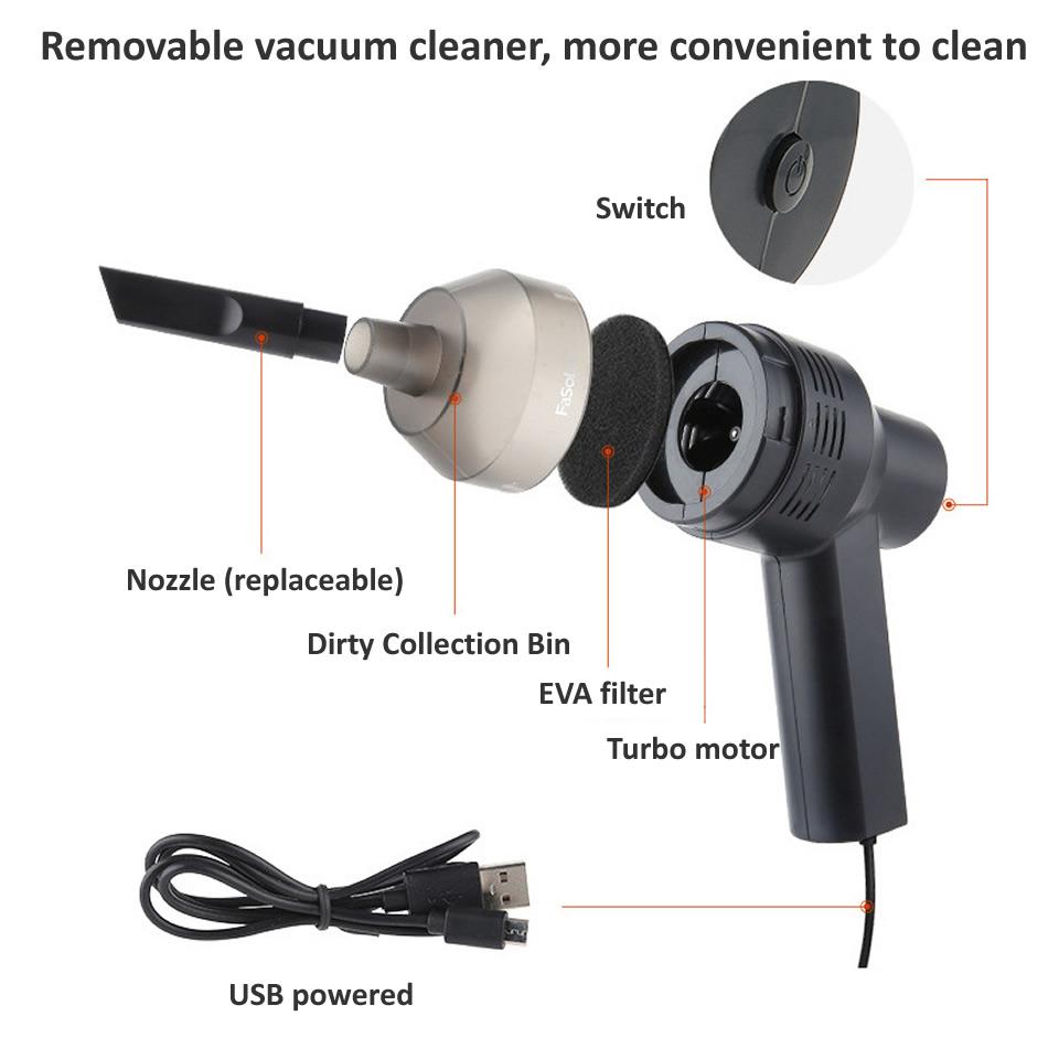 Handheld USB Air Duster Electric Cleaner Cleaning Blower For Cars PCs Keyboard