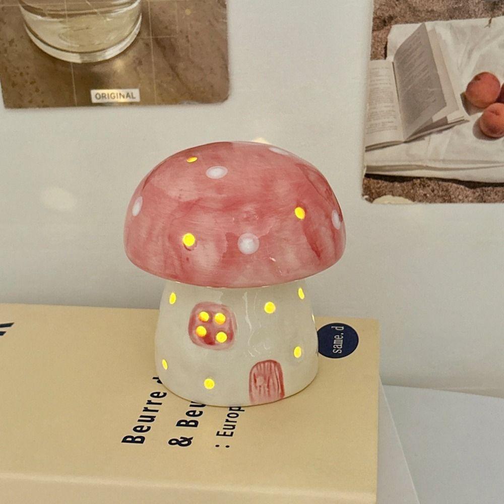 Sleeping Mushroom Night Light Table Decor Lamp Ceramic  Night Light  Birthday Gift