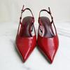 Summer High Heels Women Shoes Pointed Toe Elegant Red Patent Leather Slingbacks Trend Dress Party Stiletto  Sandals