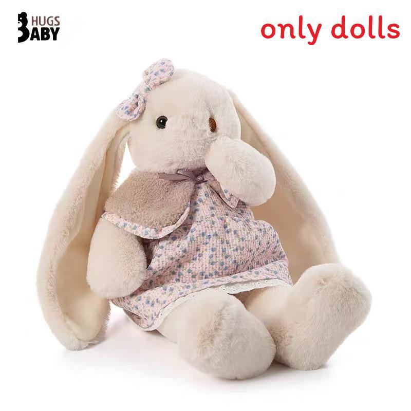 

Plush Rabbit Doll With Floral Dress And Bow Decoration For Children And Girls Beige,30cm