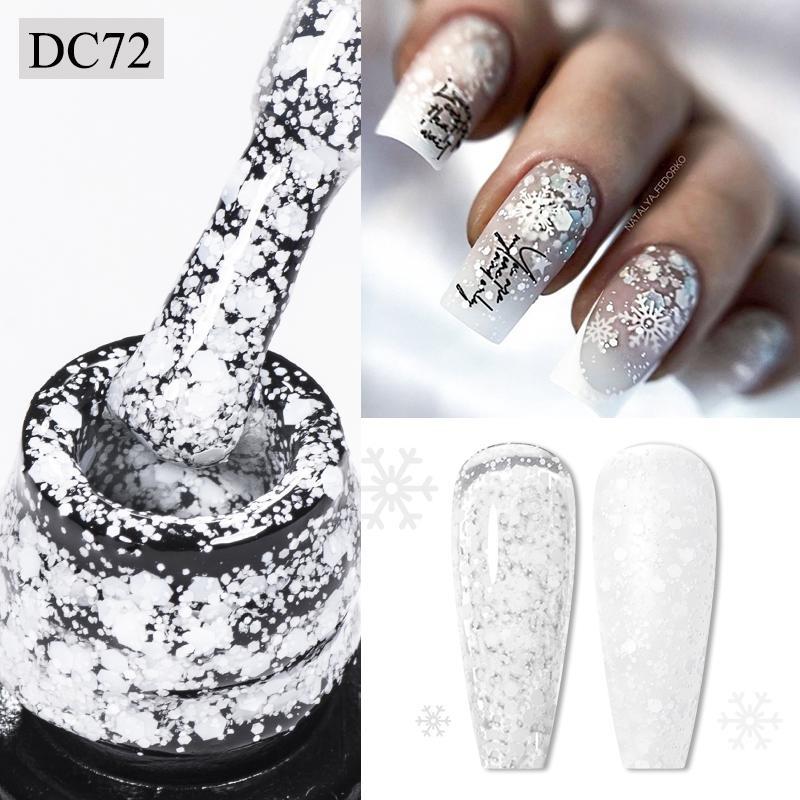 Mtssii 7ml  Snow Flake Gel Nail Polish UV LED Semi Permanent Pink Purple Glitter Snow SequinsGel Nails Art Design Varnish Manicure