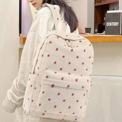 Cute Corduroy Girls Backpack Durable Lightweight Laptop Bag Bookbag for School Girls Women