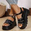 Fashion Shoes for Women 2025 Fashion Buckle Strap Women's Sandals Summer Street Sandals Female Wedge Shoes Ladies Punk Platform Pumps
