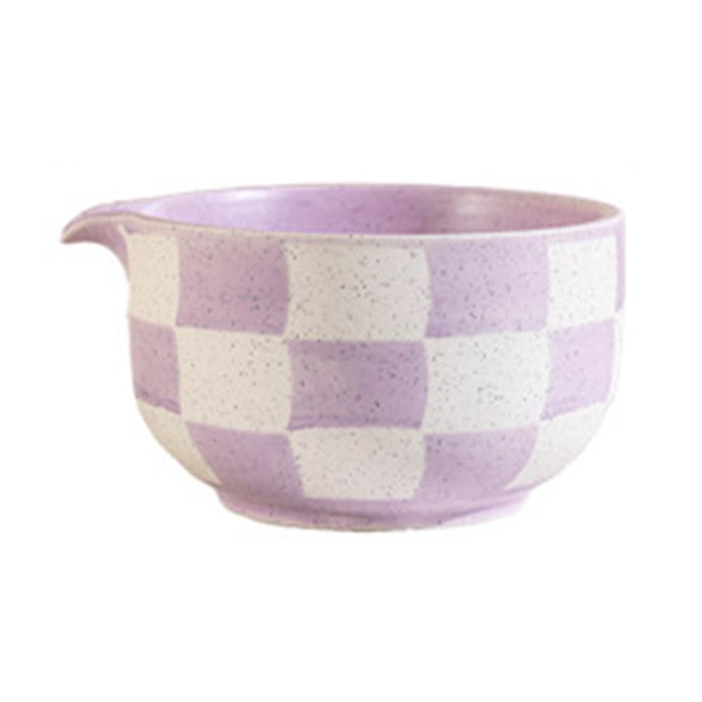 Ceramic Matcha Bowl Smooth Large Capacity Tea Salad Soup Bowl High Temperature Resistant Checkered Pattern Tea Ceremony Tool