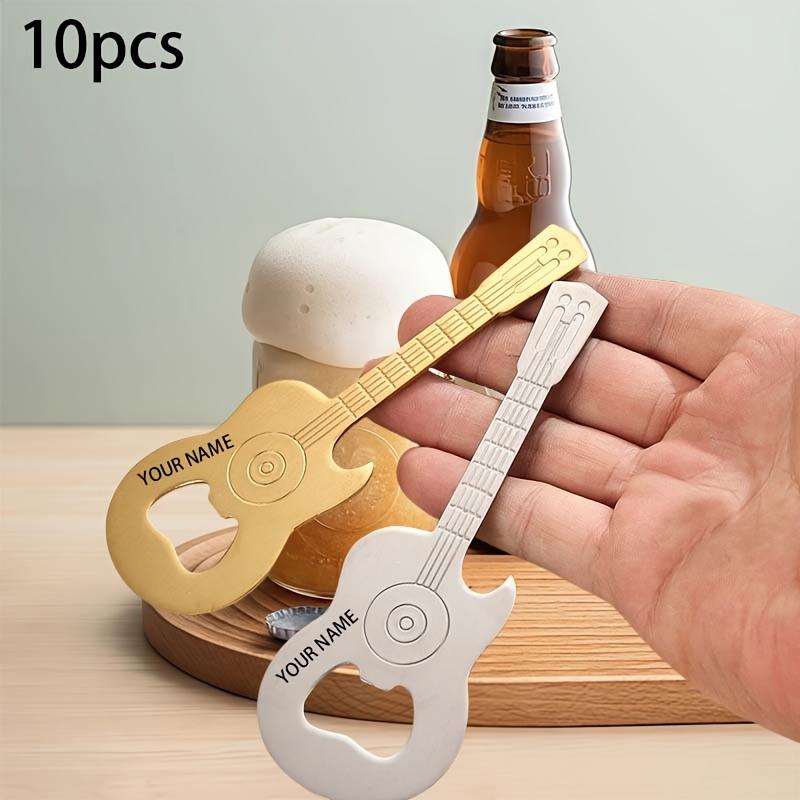 10pcs Guitar Shaped Beer Bottle Openers, Stainless Steel, Creative Design for Home, Restaurant, and Hotel Use, Ideal for Opening Bottles