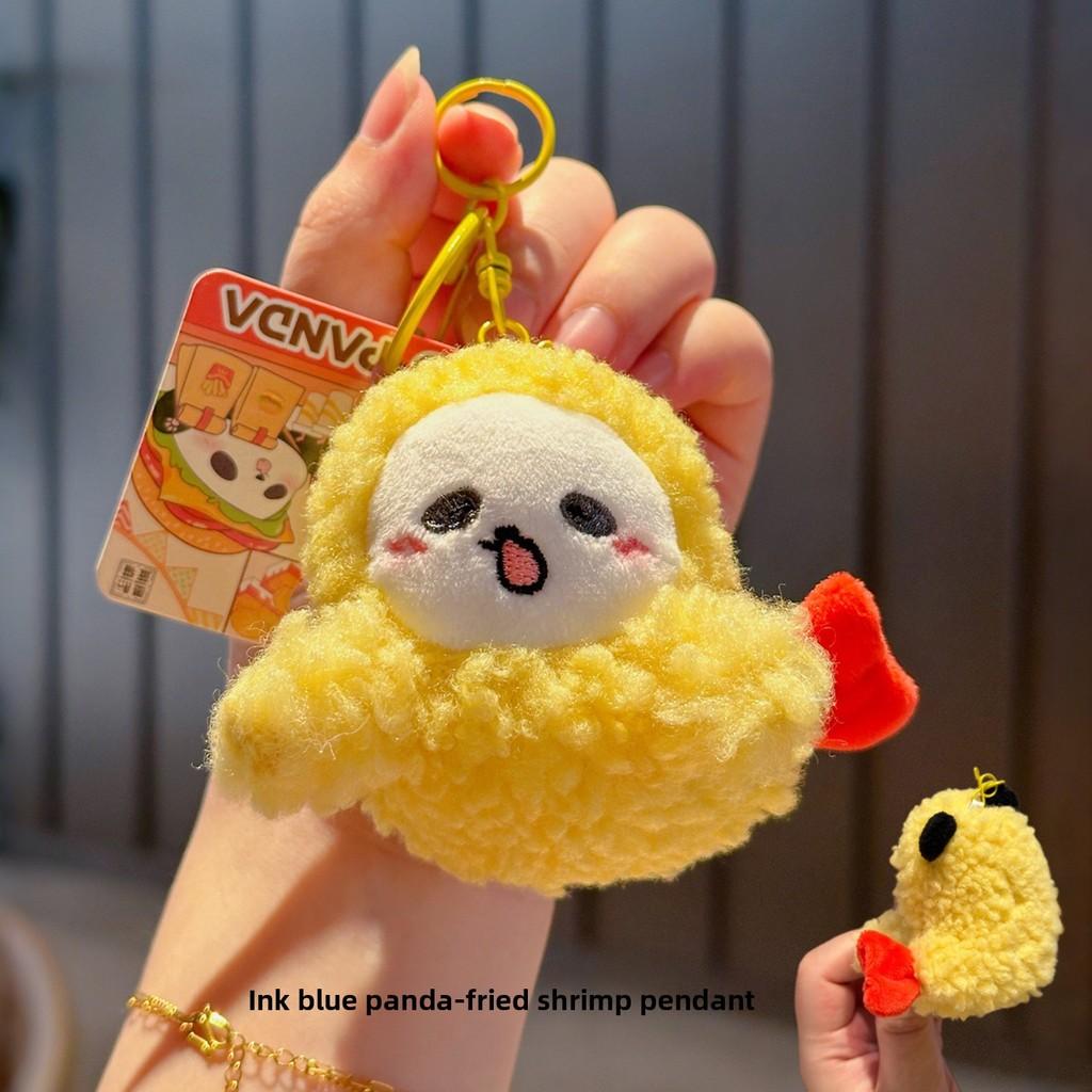 Keychain Plush Fried Shrimp Pendant With Cartoon Panda Design For Kids And Students