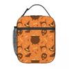Cute Witches Halloween Element Pattern Insulated Lunch Bag for Women Children Portable Food Boxes Thermal Lunch Box Tote
