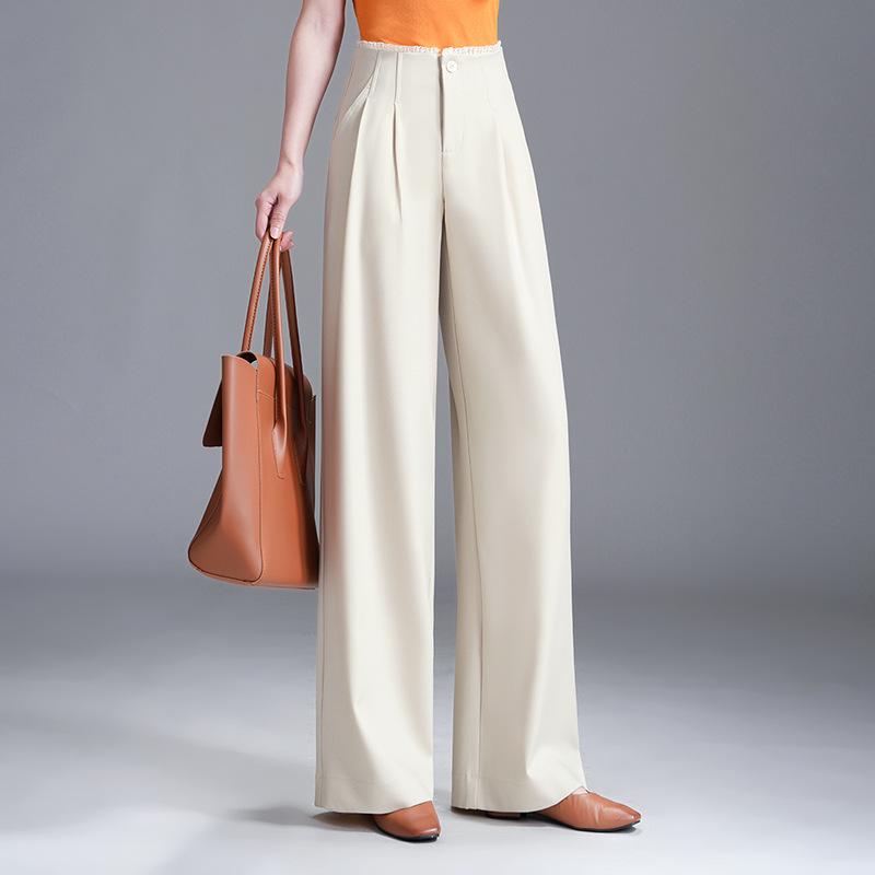 2026 Spring/Summer Women's High-Waisted Wide-Leg Floor-Length Slim Fit Pants