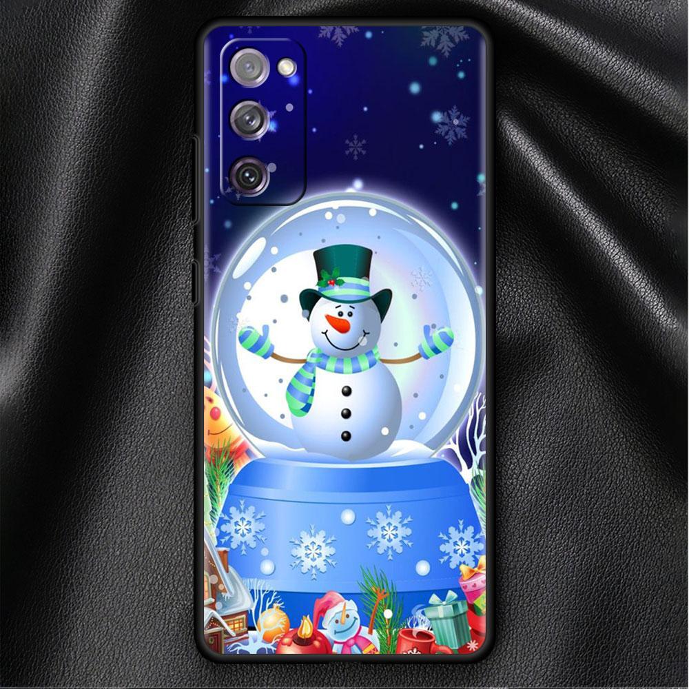 Bumper Case For Samsung Galaxy S22 Ultra S21 FE S20 Plus S10 Lite Phone Cover S10e S9 S8 S7 Silicone Funda Christmas Snowman Sac